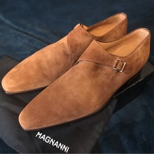 Mens Magnanni Single Straps. Tan Suede 44 1/2 US 11 1/2